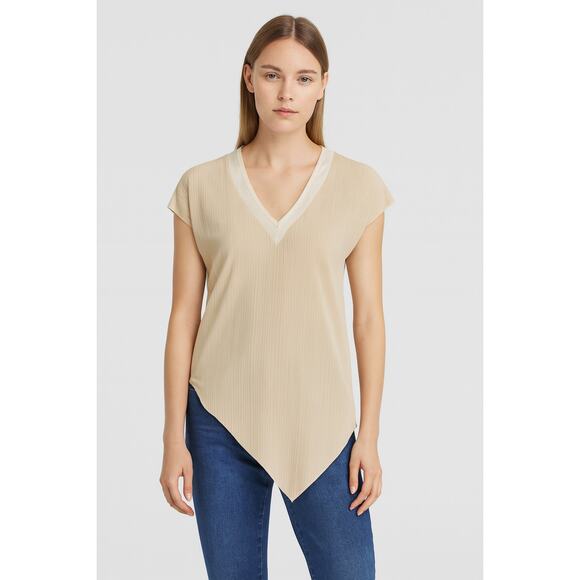 Pink Martini Asymmetrical Colorblock Short Sleeve Blouse - Size XS - NWT - Picture 1 of 7